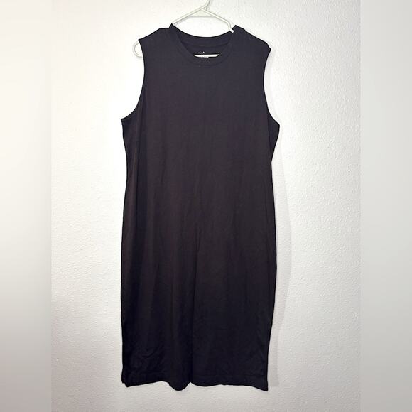 Everlane Weekend Tank Midi Maxi Dress Black Tee Shirt Crew Neck XL - Picture 1 of 6